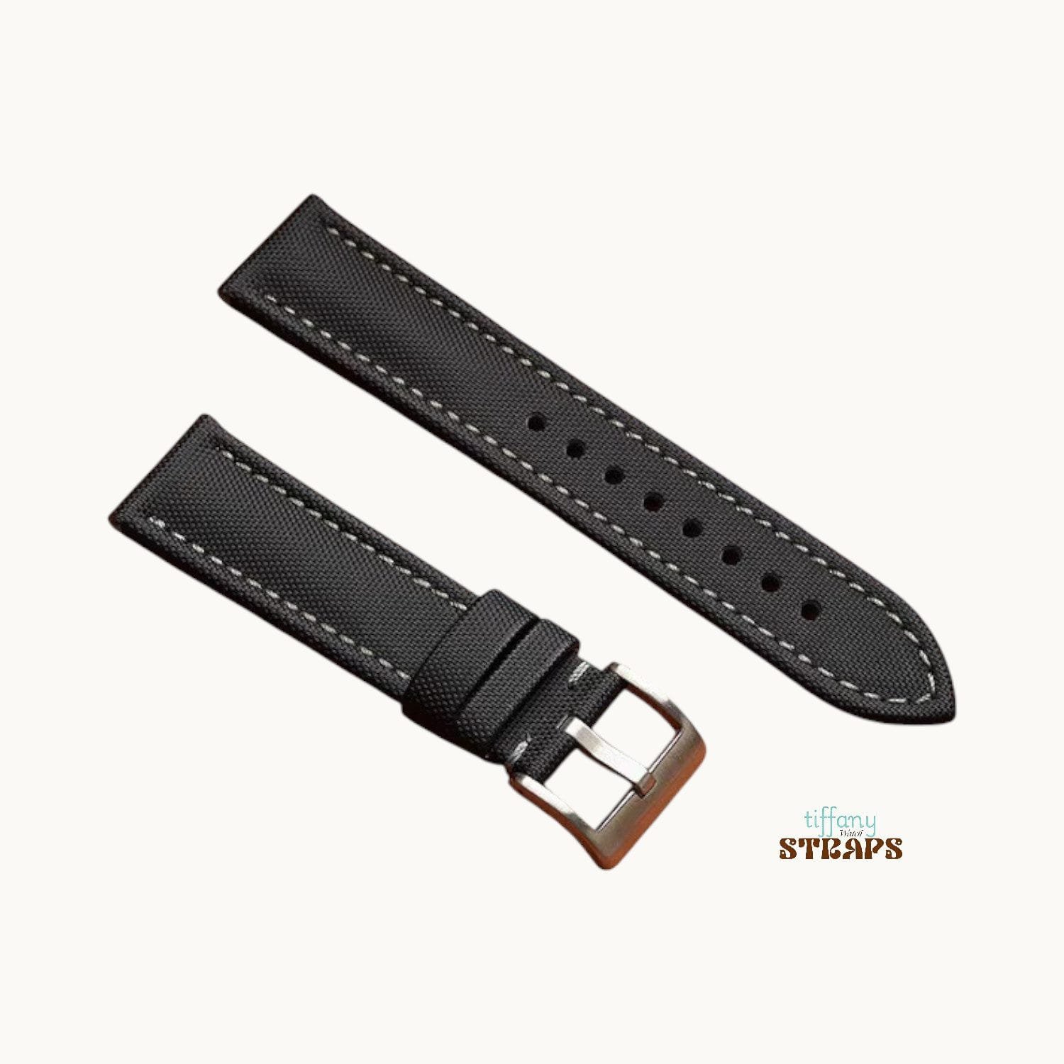Black with Grey Stitch Sailcloth Strap