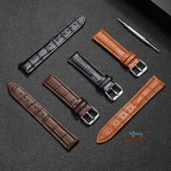 Alligator Emboss Padded Leather Strap