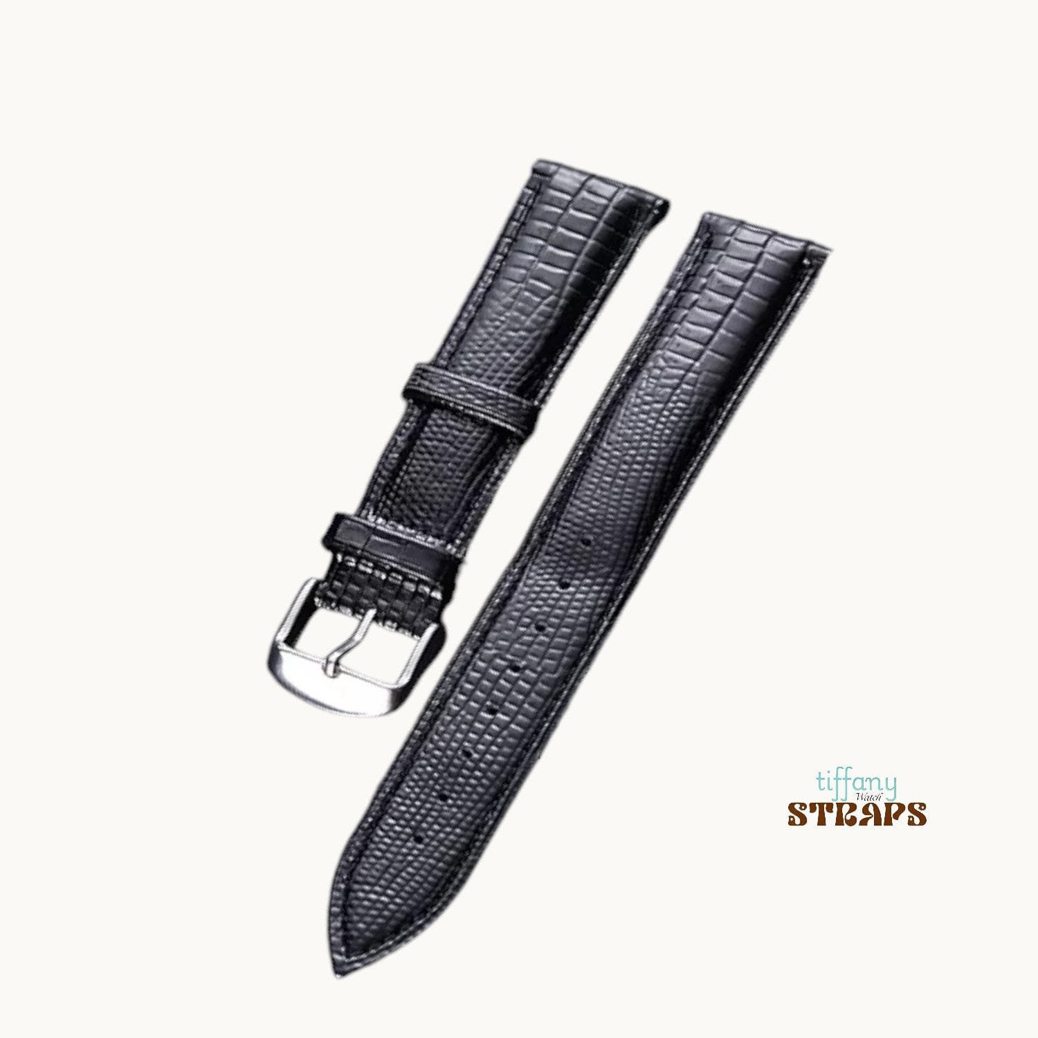 Black Padded Lizard Glossy Strap