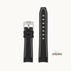 Curved Omega Textured Strap Black with White Stitch