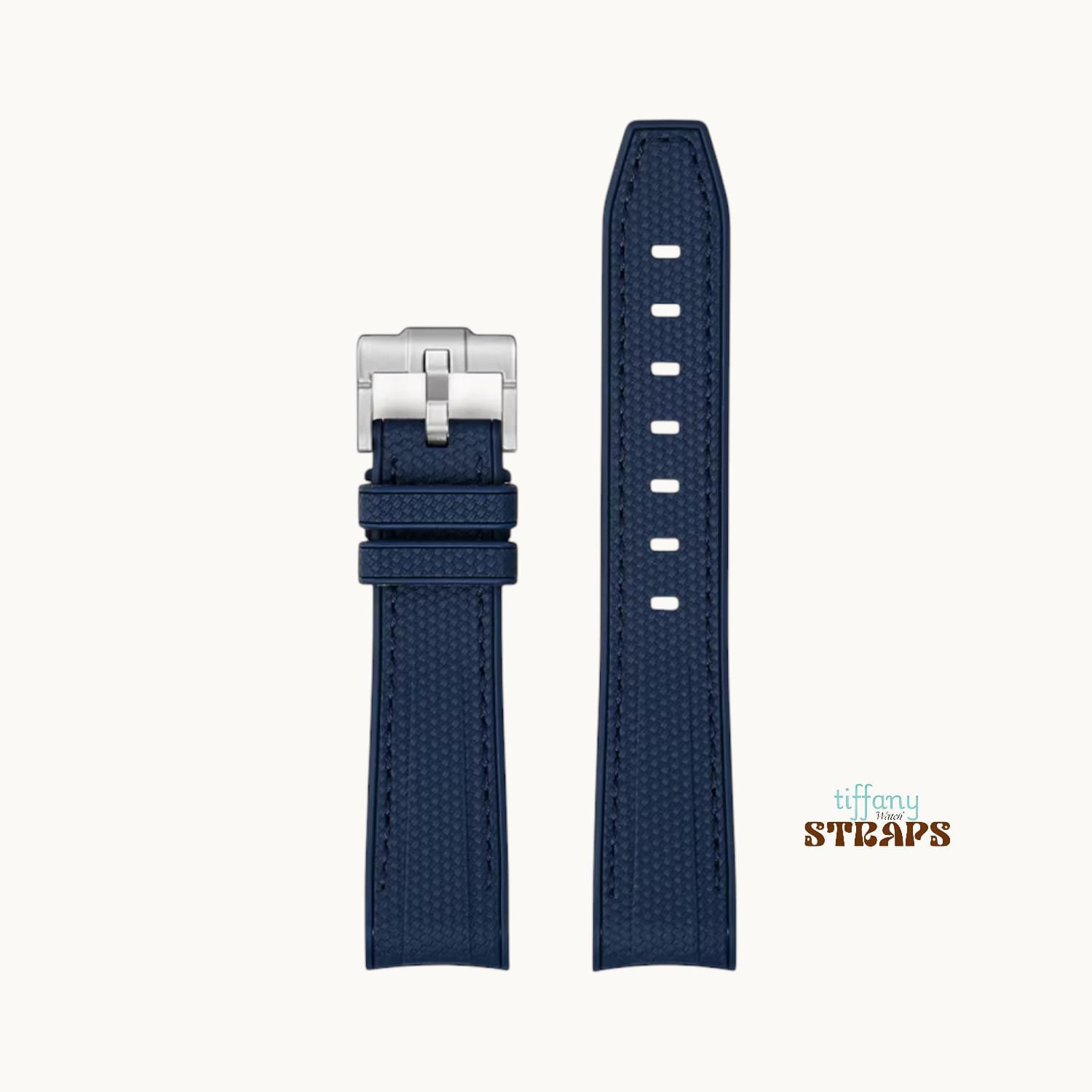 Curved Omega Textured Strap Navy