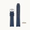 Curved Omega Textured Strap Navy with White Stitch