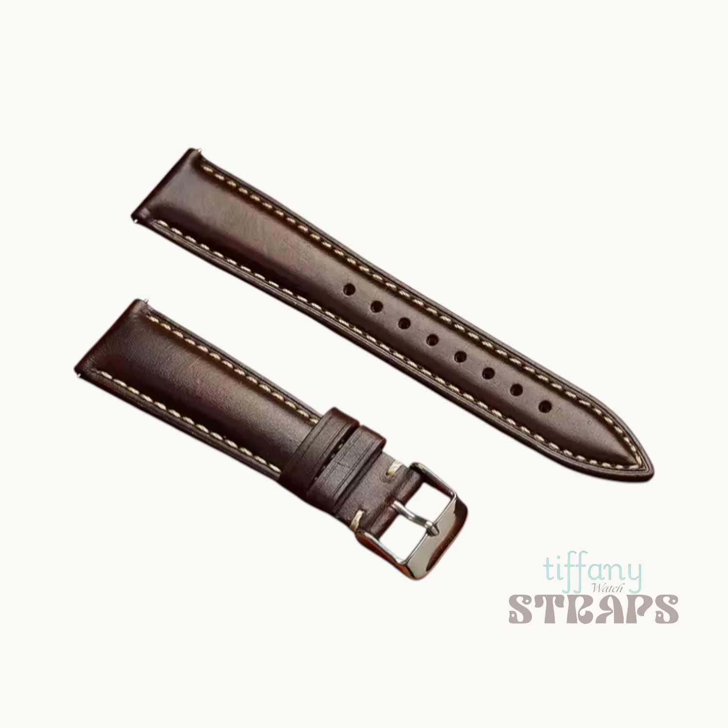 Top Grain Oil-Wax Padded Pull-up Leather Strap Dark Brown