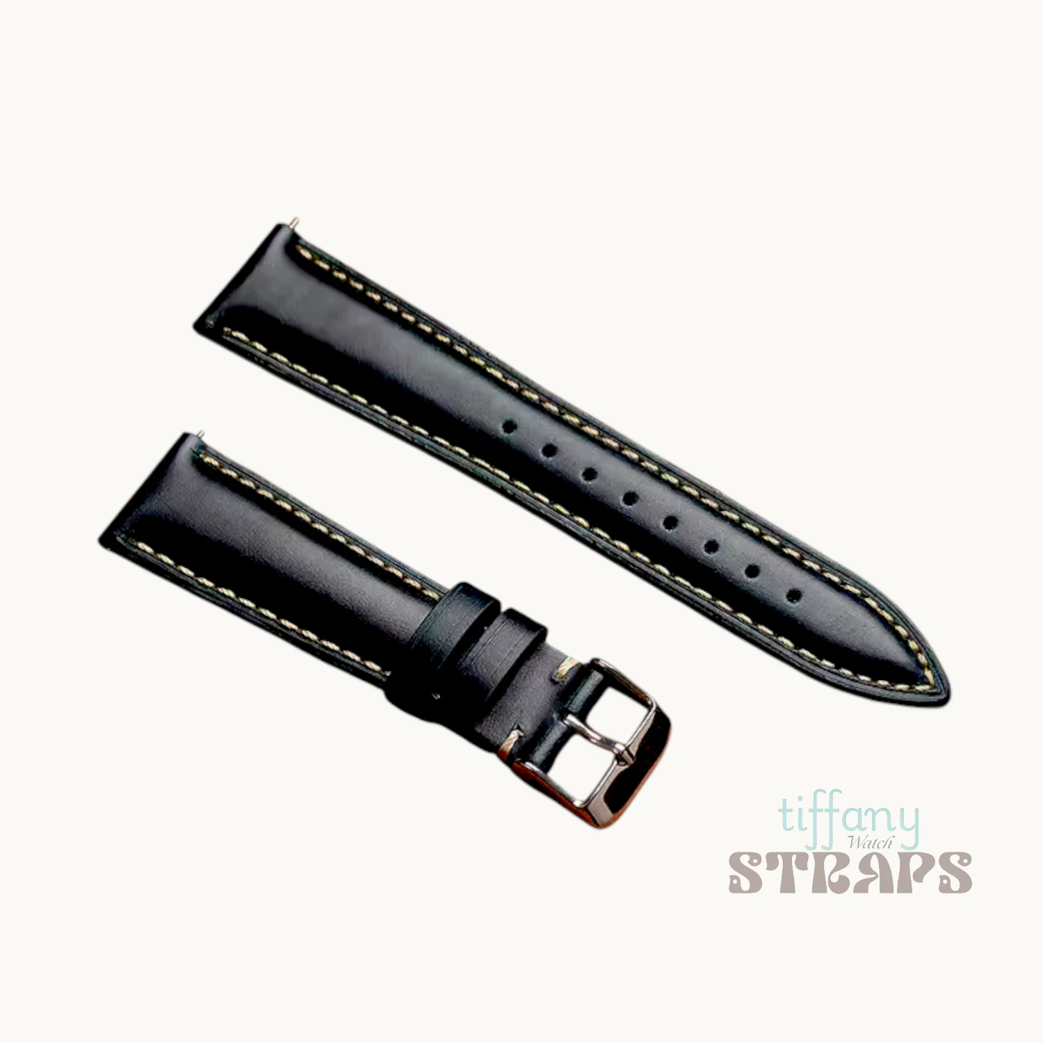Top Grain Oil-Wax Padded Pull-up Leather Strap Blue