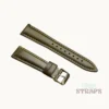 Top Grain Oil-Wax Padded Pull-up Leather Strap Olive Green