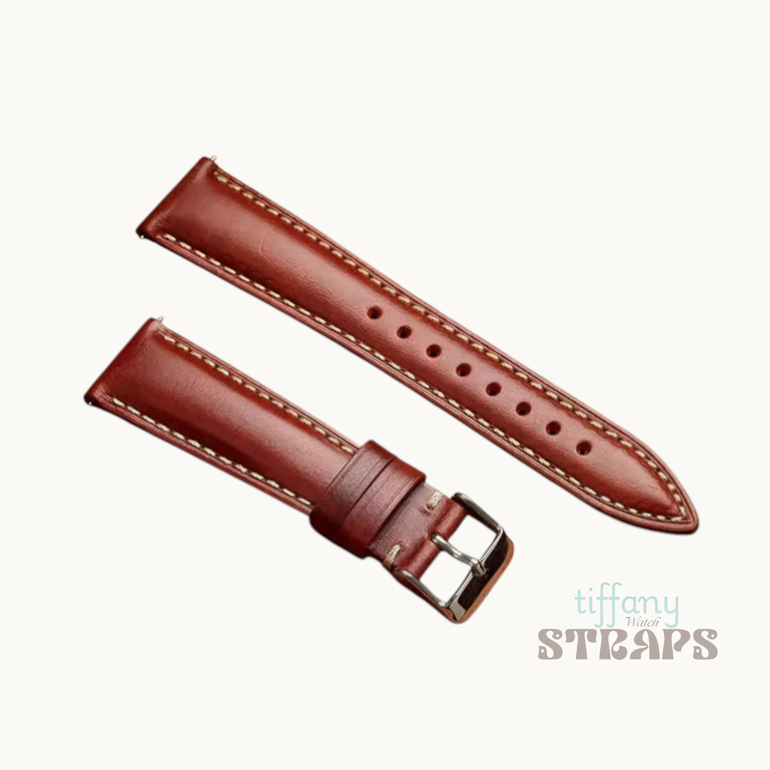 Top Grain Oil-Wax Padded Pull-up Leather Strap Tan Brown
