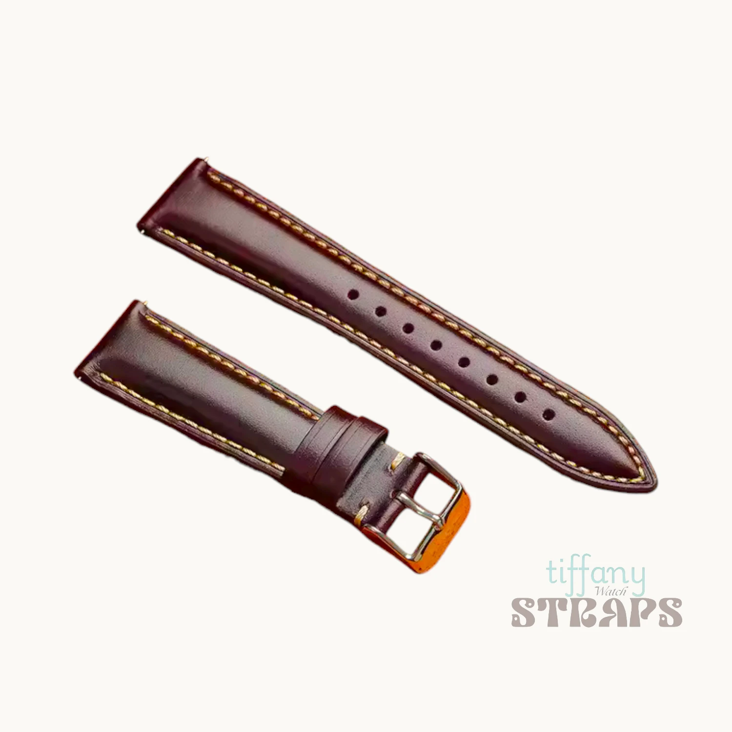 Top Grain Oil-Wax Padded Pull-up Leather Strap Wine Red