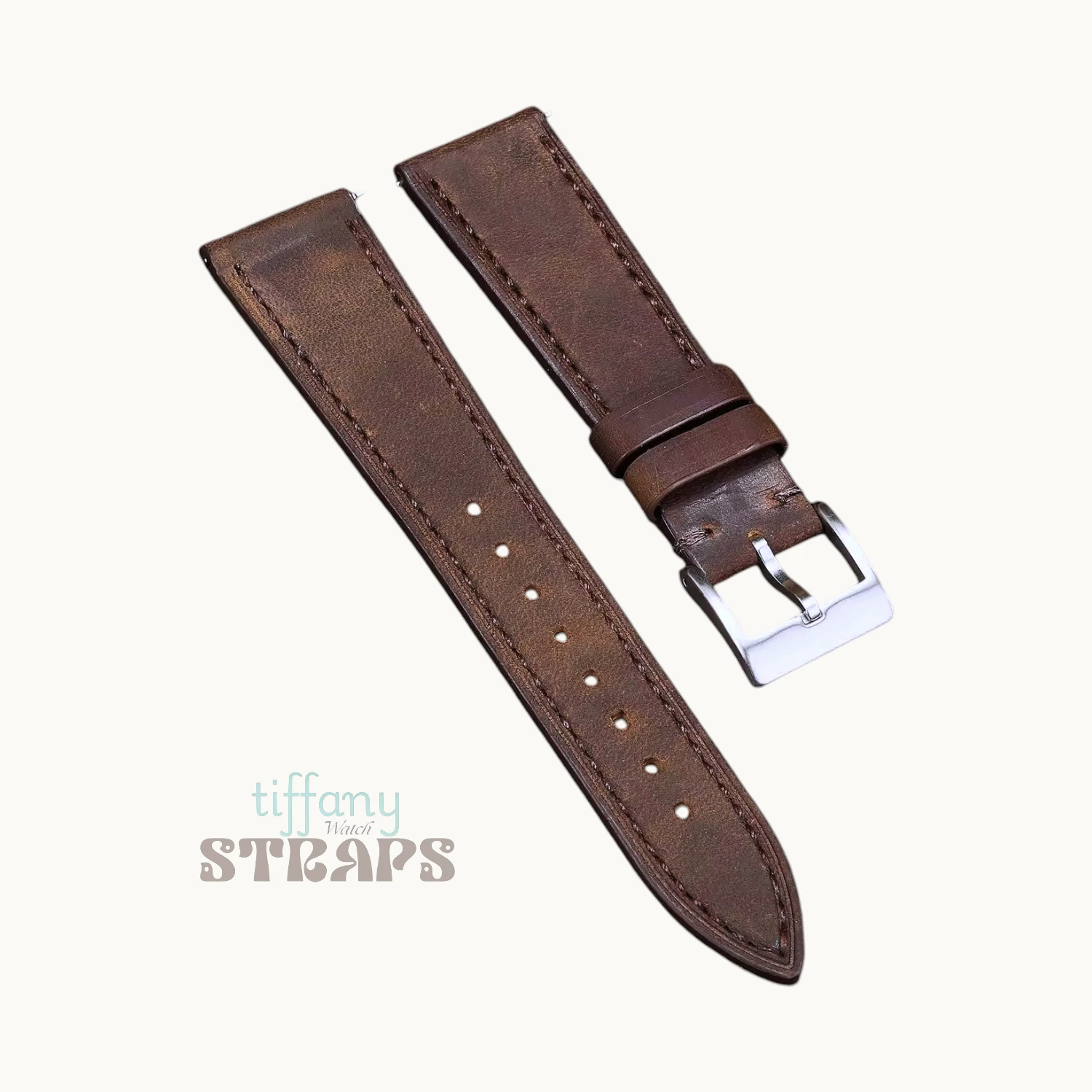 Pull-up Matte Leather Strap Dark Brown