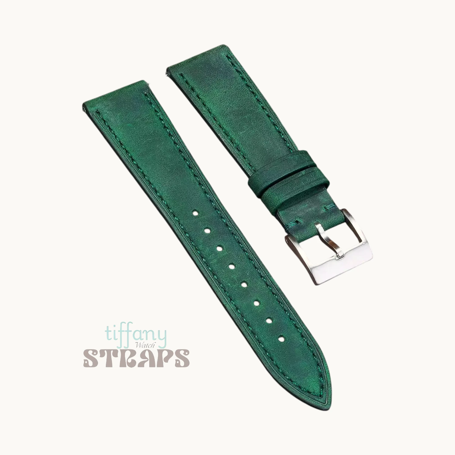 Pull-up Matte Leather Strap Green