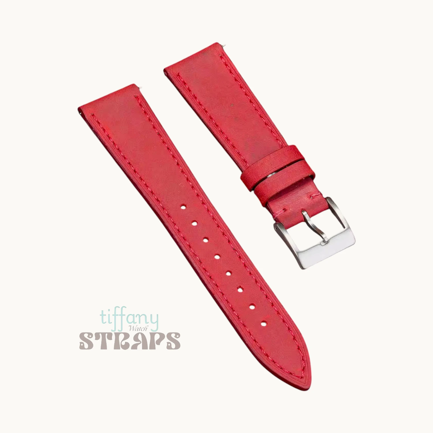 Pull-up Matte Leather Strap Red